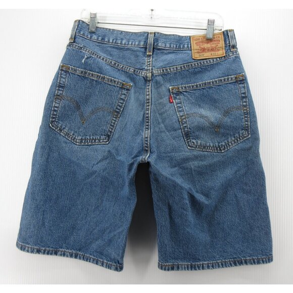 VINTAGE Levis 569 Shorts 32 Jorts Loose Fit Skater Y2K Red Tab Denim * - Picture 7 of 13